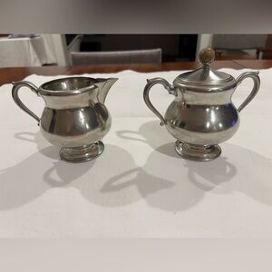 Royal Holland Daalderop Pewter Creamer and Sugar Bowl With Lid Vintage